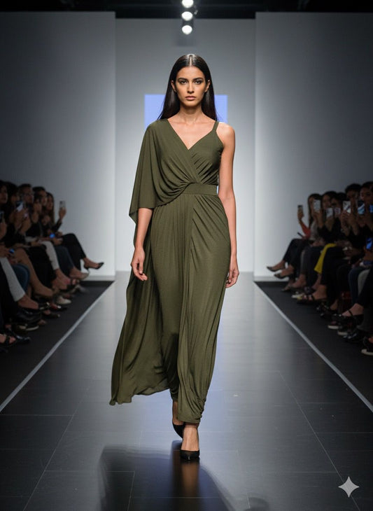sap green saree dress