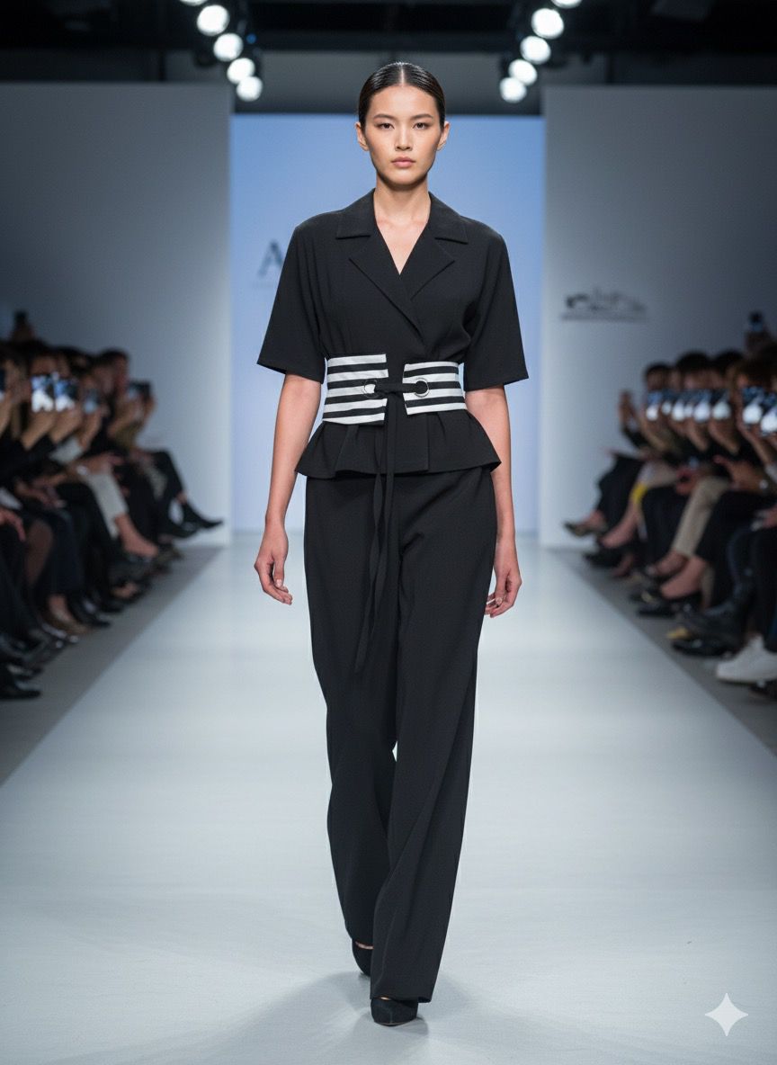 blazer pant stripe belt