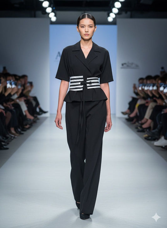 blazer pant stripe belt