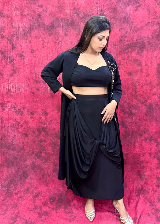 3 pc dhoti blazer coord set