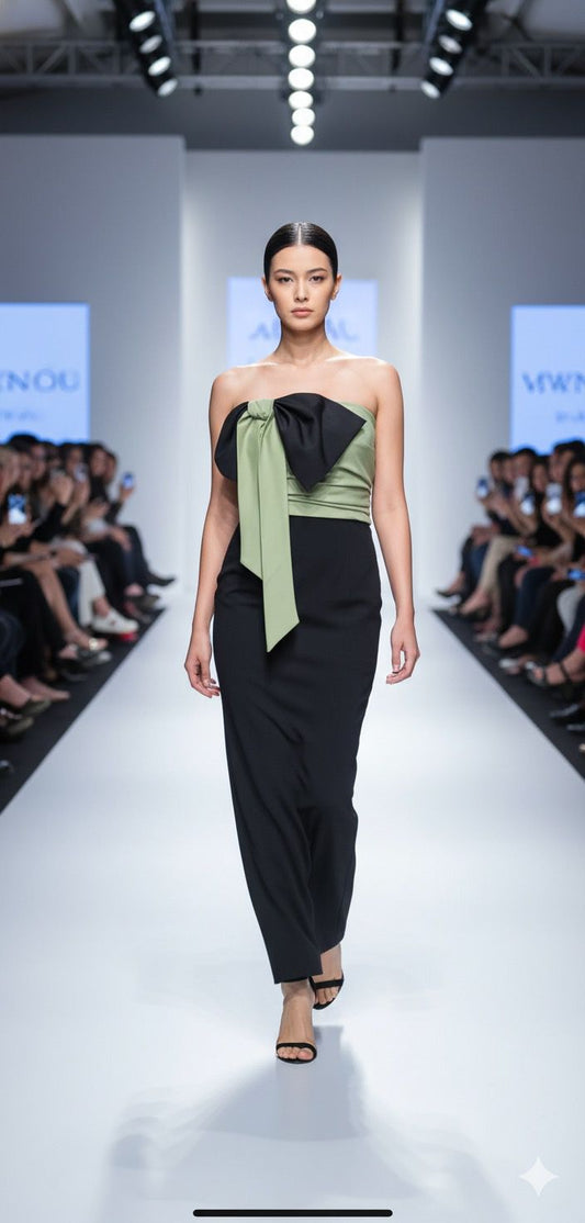 Mint Green Black Bow Dress