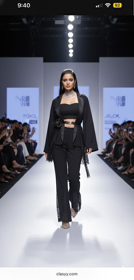 Half net blazer coord set