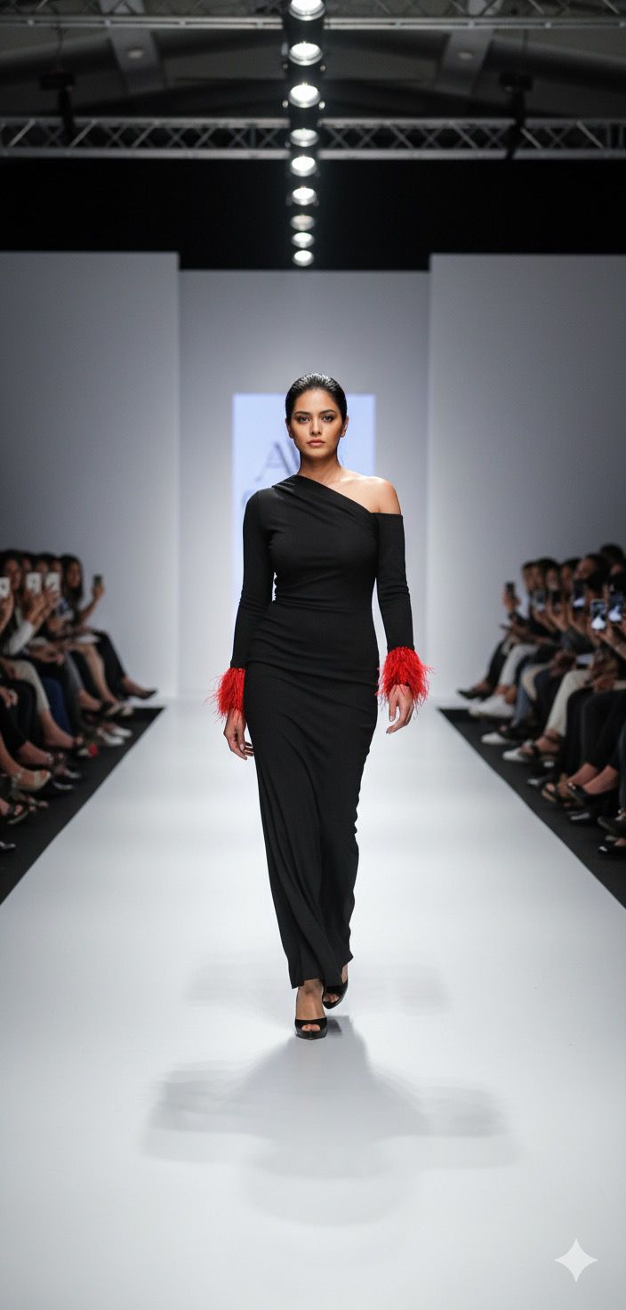 Fiery Red Feather Dress