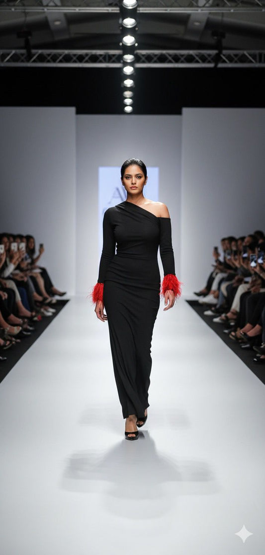 Fiery Red Feather Dress