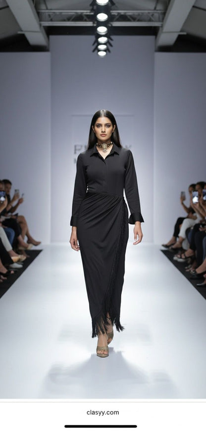 Collar Fringes Dress