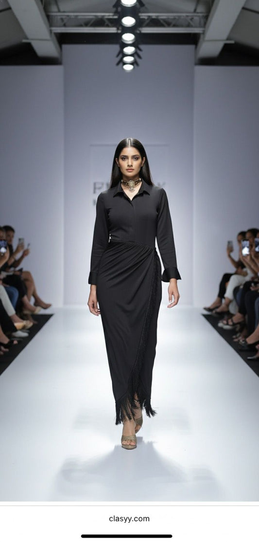 Collar Fringes Dress