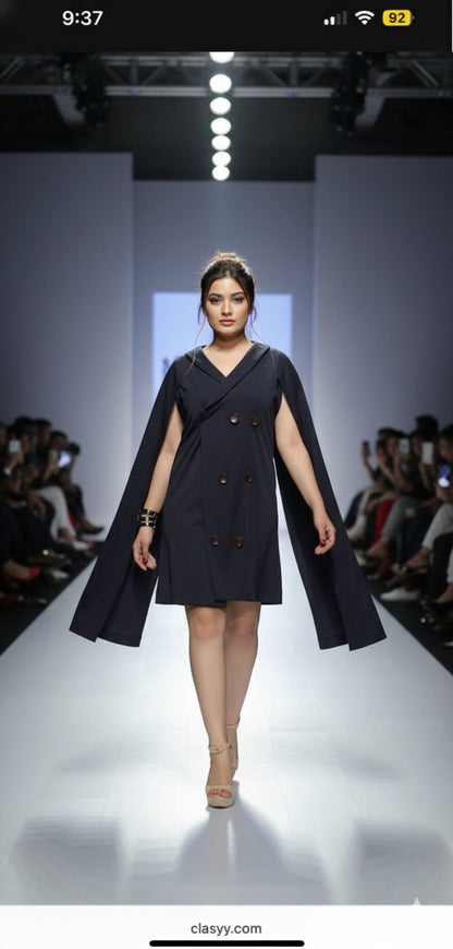 Cape Sleeve Blazer Dress