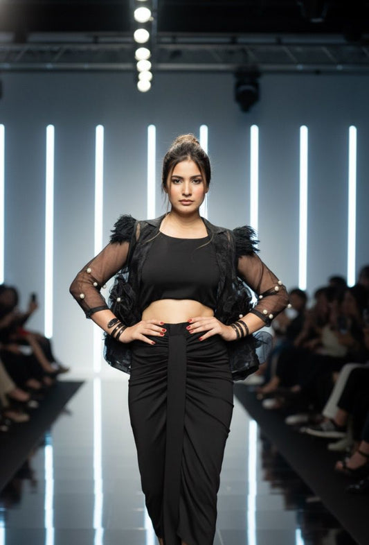 3 Pc Dhoti Blazer Set