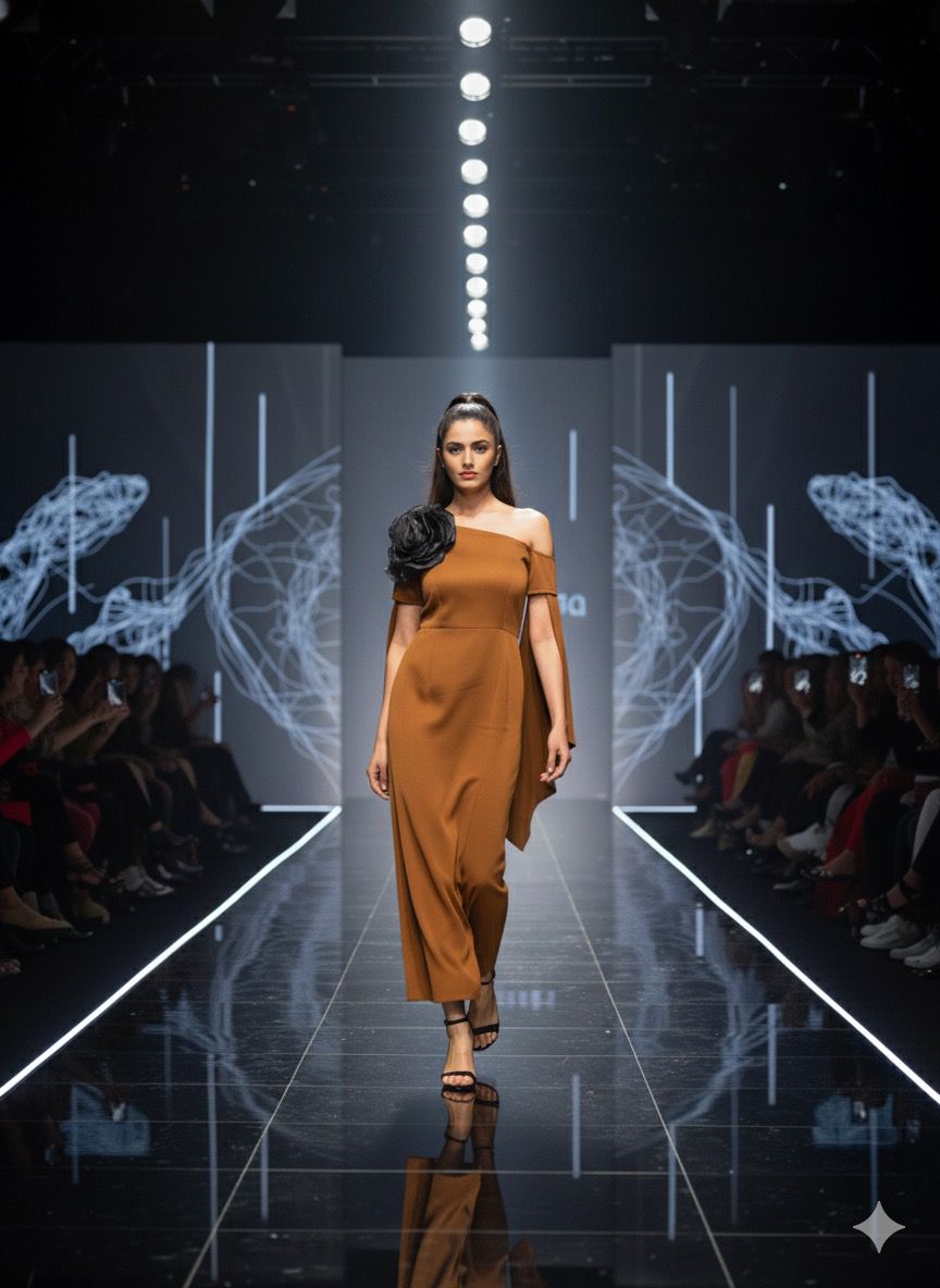 Brown Cape Sleeve Dress