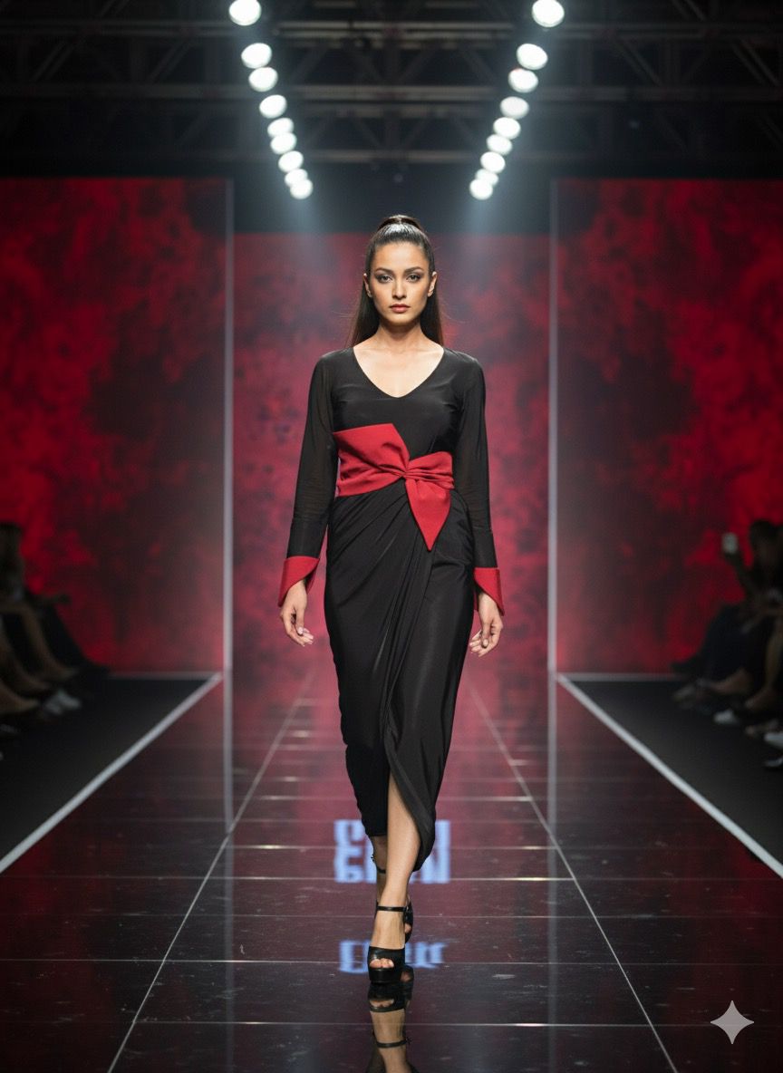 Bow belt drape dress