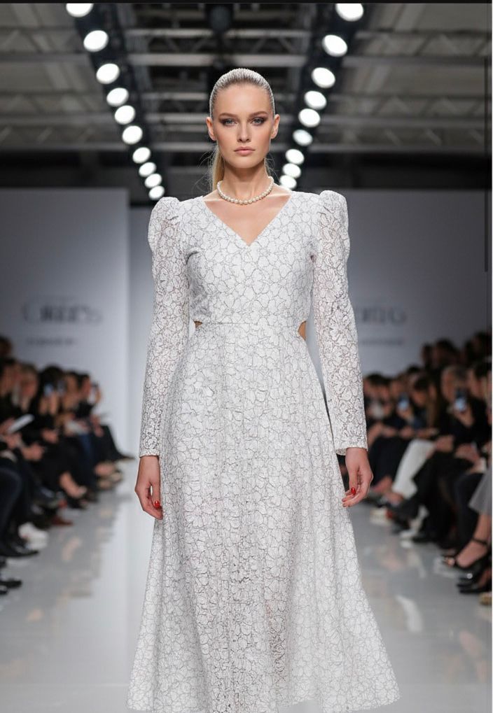 White Weaving Long Dress