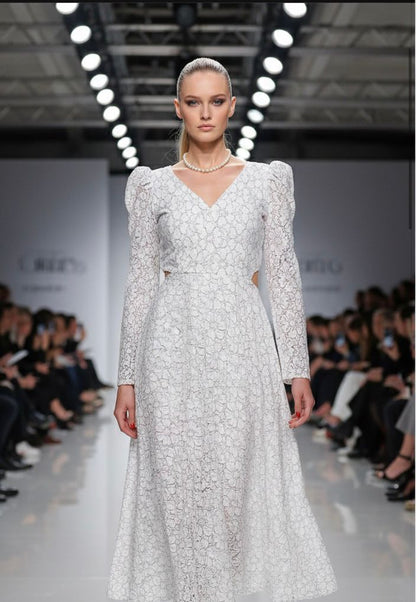 White Weaving Long Dress