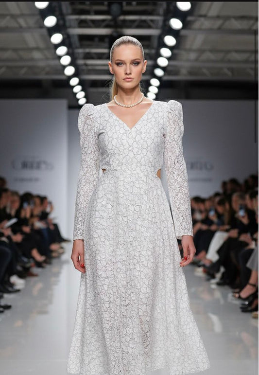 White Weaving Long Dress