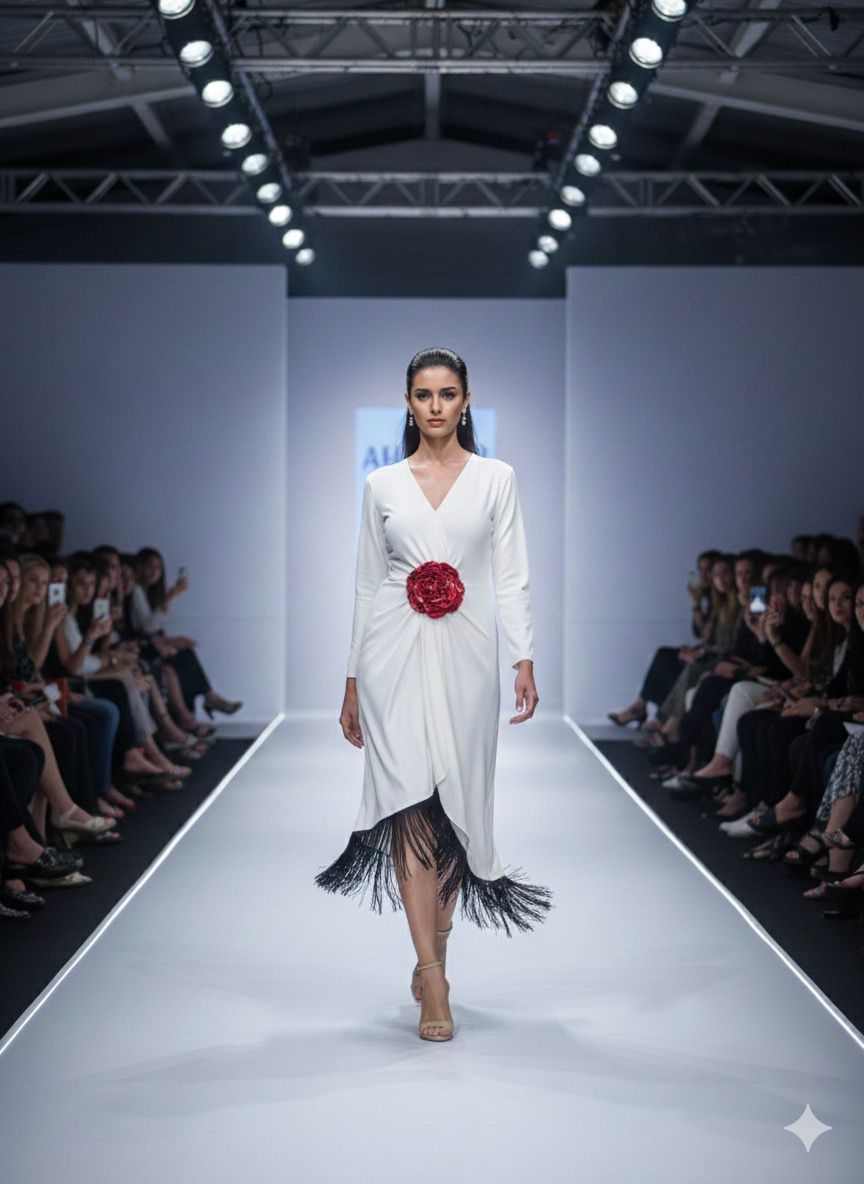 White Frindge Long Dress