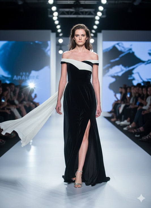 Shimmer fringes flap gown