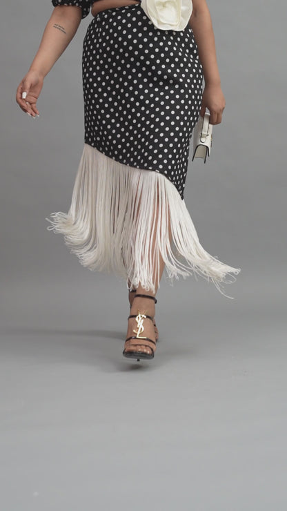 The Monochrome Retro Polka Fringe Midi